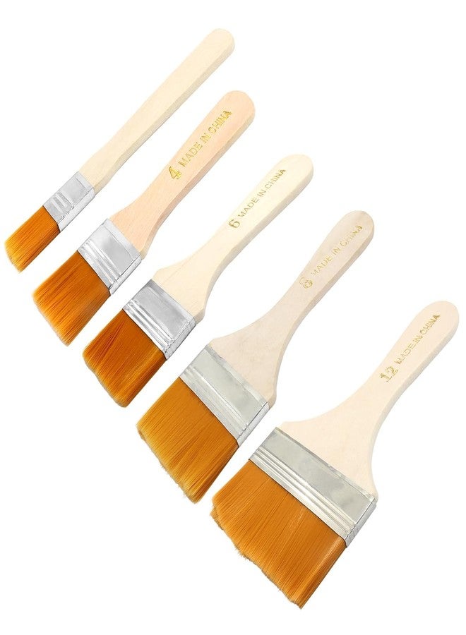 Faded Premium Flat Paint Brush Set - Natural Finish Handles with Soft Nylon Bristles for Smooth Application | Ideal for Acrylic, Watercolor, Tempera & DIY Art Projects (5 Pcs) - Image 1